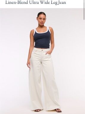 Abercrombie & Fitch Cream Ultra Wide Leg Jeans
